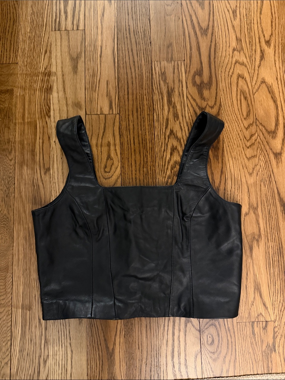 Nasty Gal Black Leather Crop Tank